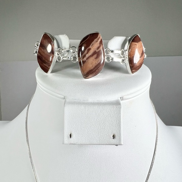 XL 925 Coconut Jasper Pendant & bracelet Set - Picture 4 of 7